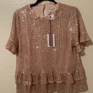 Andree Blush Sequin Ruffle Blouse